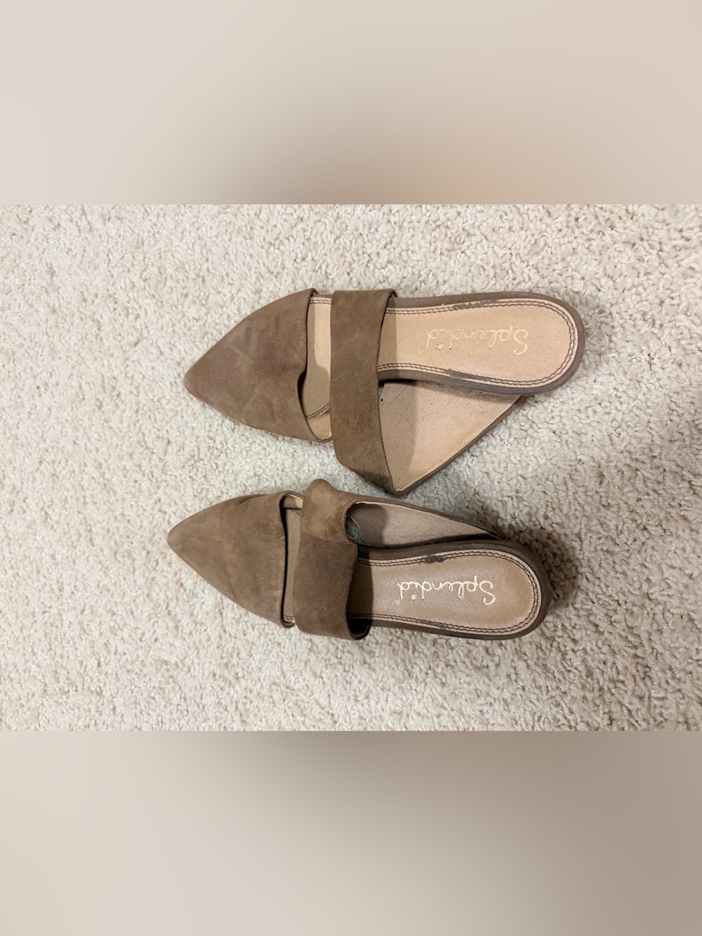 Splendid Taupe Suede Pointed-Toe Slip-On Mules